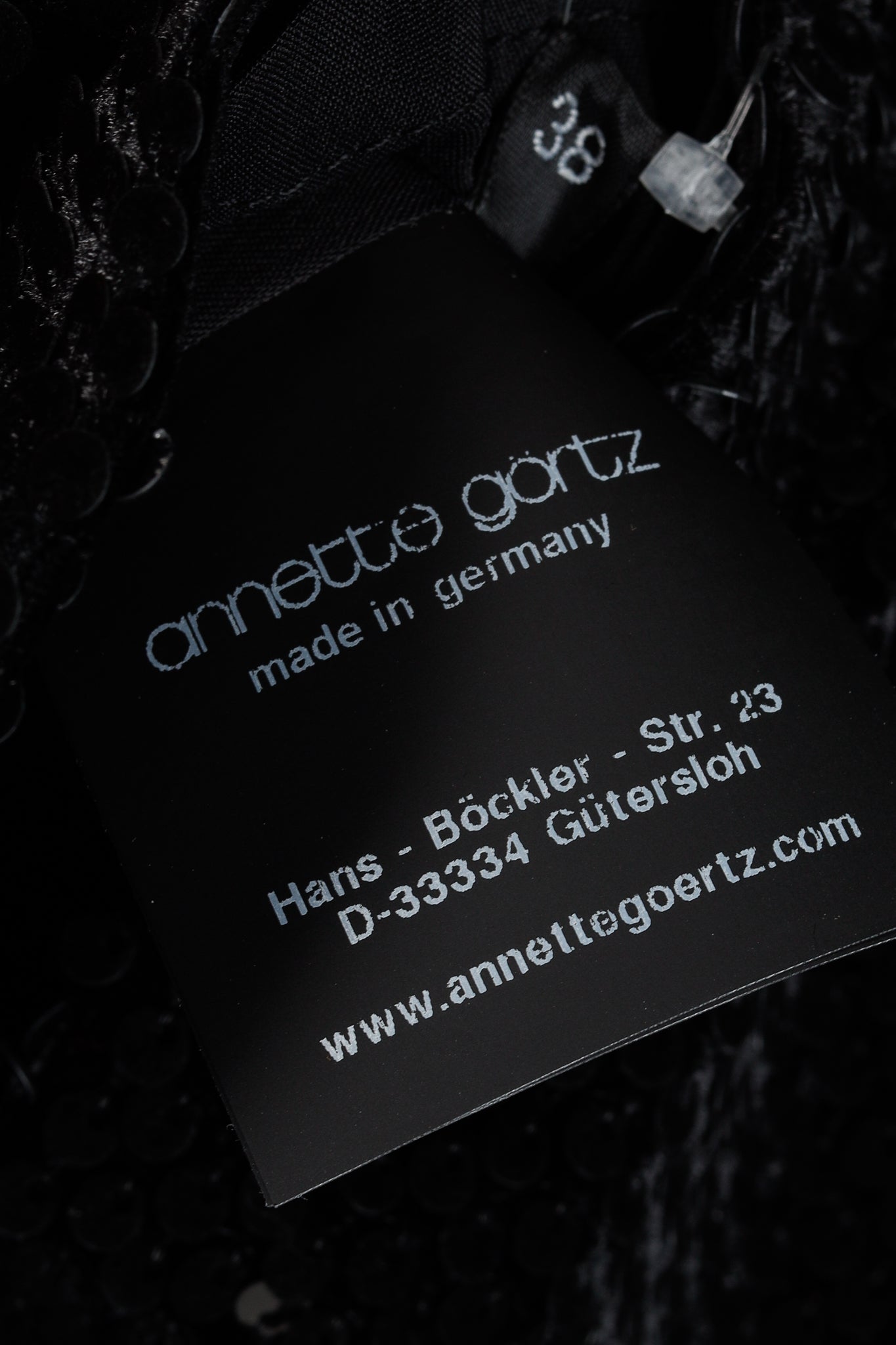 Annette Gortz AW/14 Siri Black Velvet-Sequin 3/4 Sleeve Dress