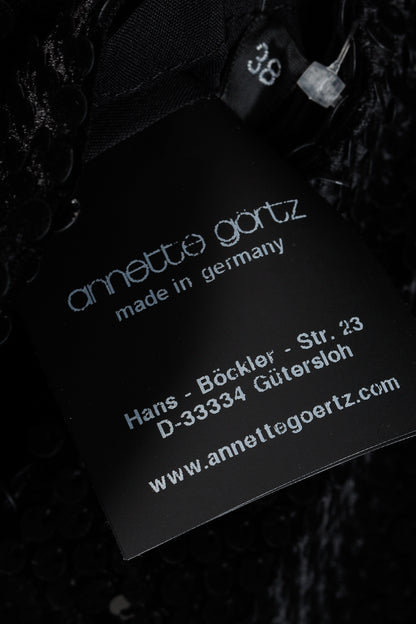 Annette Gortz AW/14 Siri Black Velvet-Sequin 3/4 Sleeve Dress