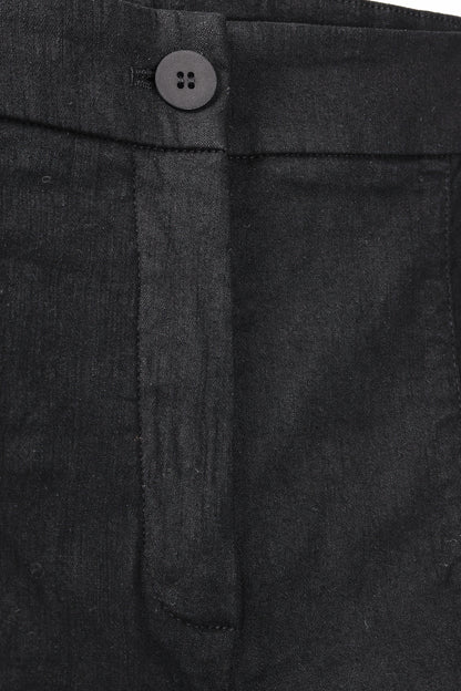Annette Gortz SS/20 Stick Black Stretch-Linen Cropped Side-Stripe Pants