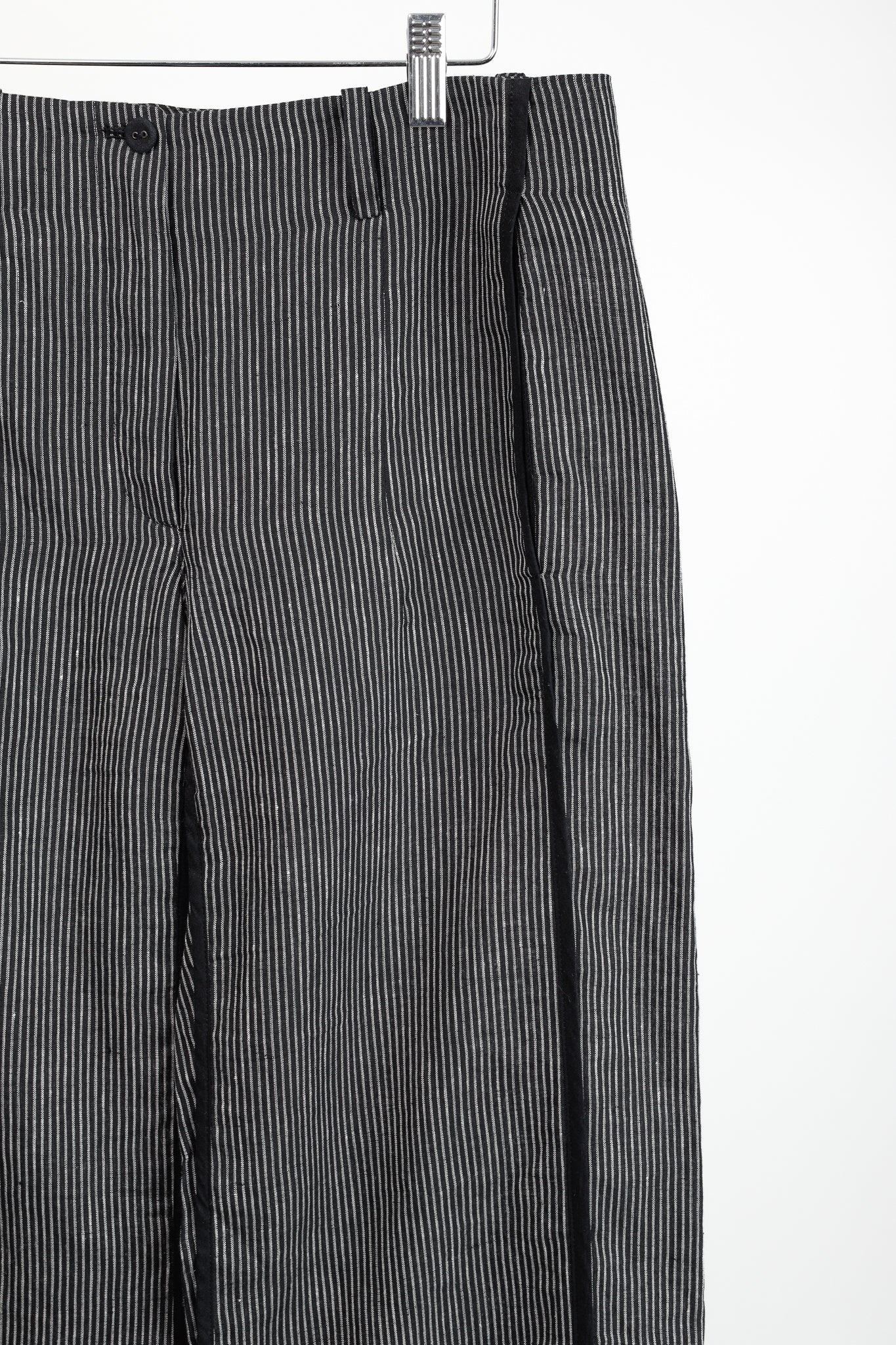 Annette Gortz SS/16 Solo Black Pinstripe-Linen Wide-Leg Pants