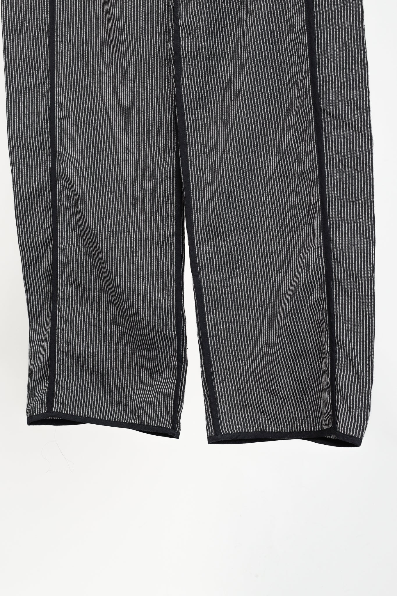 Annette Gortz SS/16 Solo Black Pinstripe-Linen Wide-Leg Pants