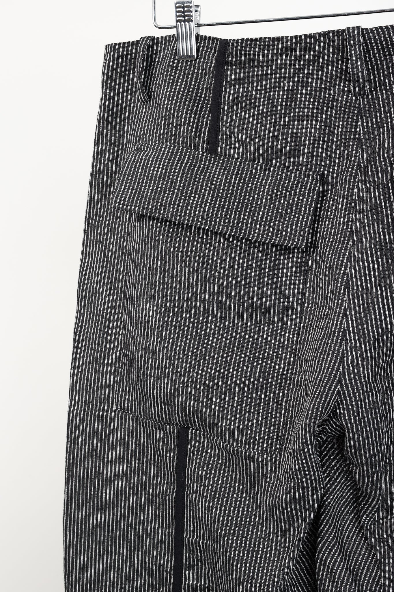 Annette Gortz SS/16 Solo Black Pinstripe-Linen Wide-Leg Pants