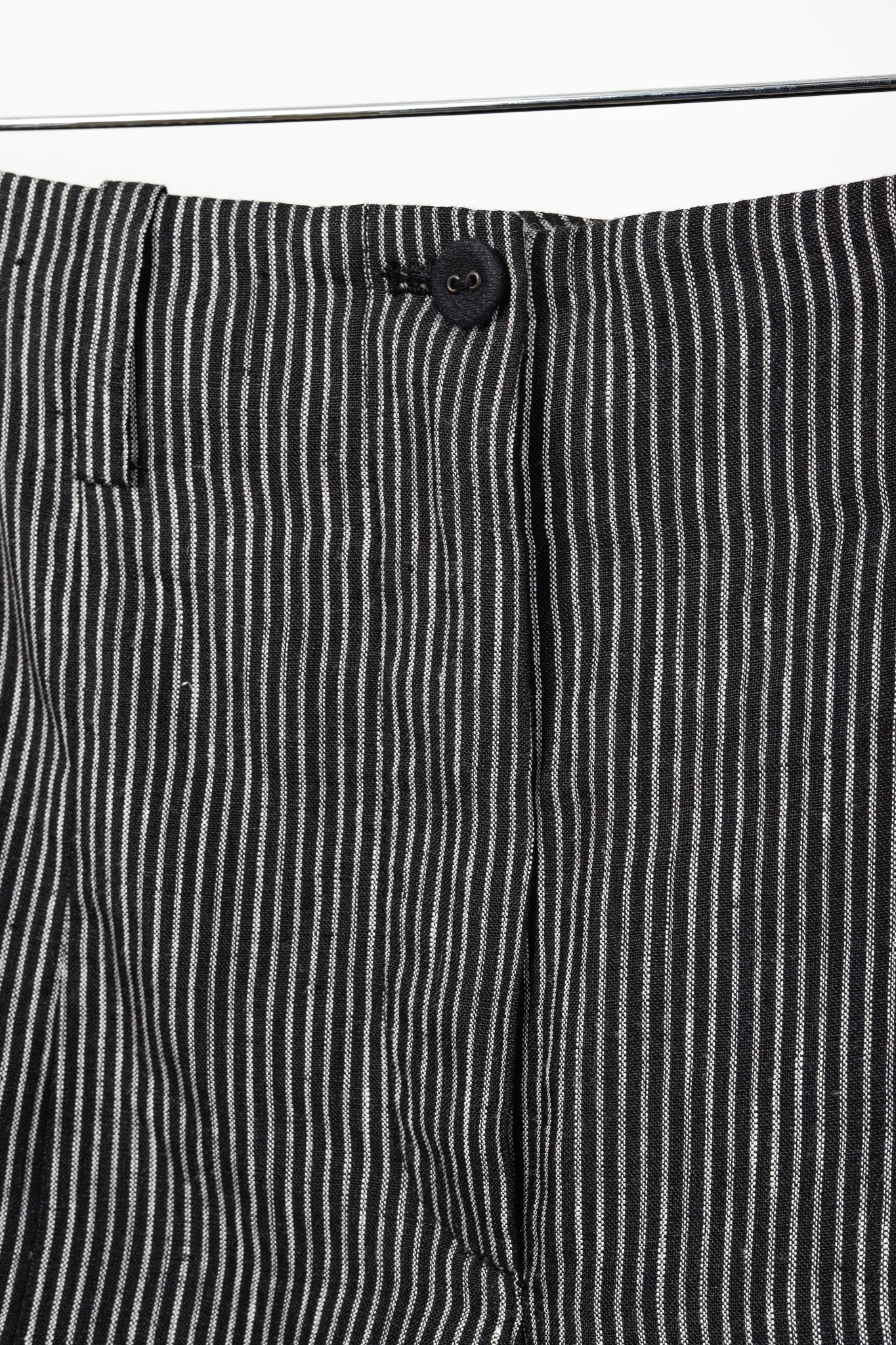 Annette Gortz SS/16 Solo Black Pinstripe-Linen Wide-Leg Pants