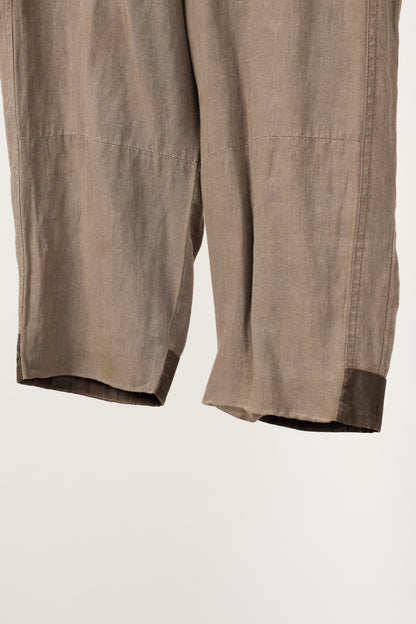 Annette Gortz SS/16 Rai Brown Linen Trim-Detail Zip-Pocket Culottes
