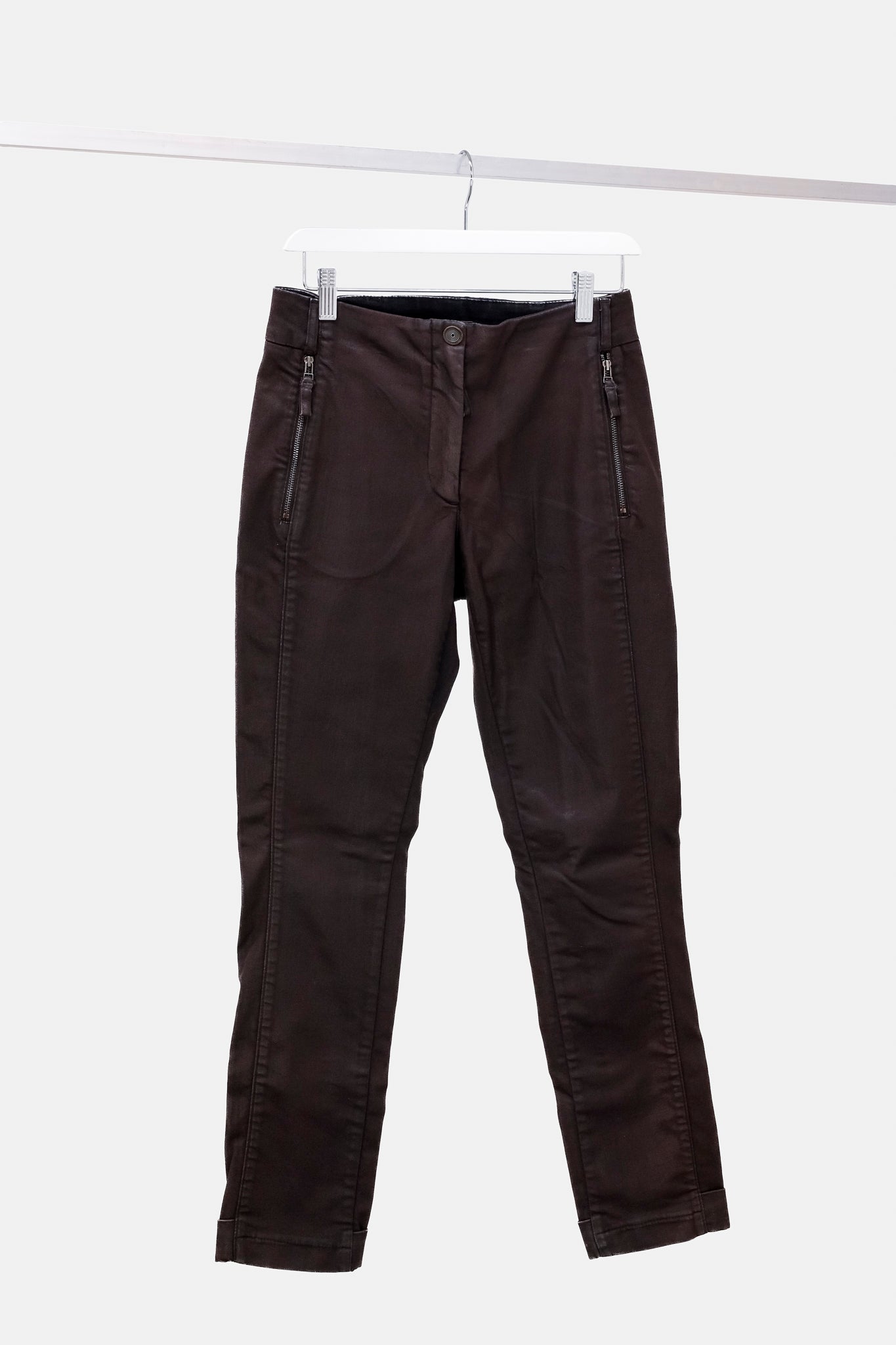 Annette Gortz AW/14 Road Burgundy Waxed Zip-Pocket Jeans