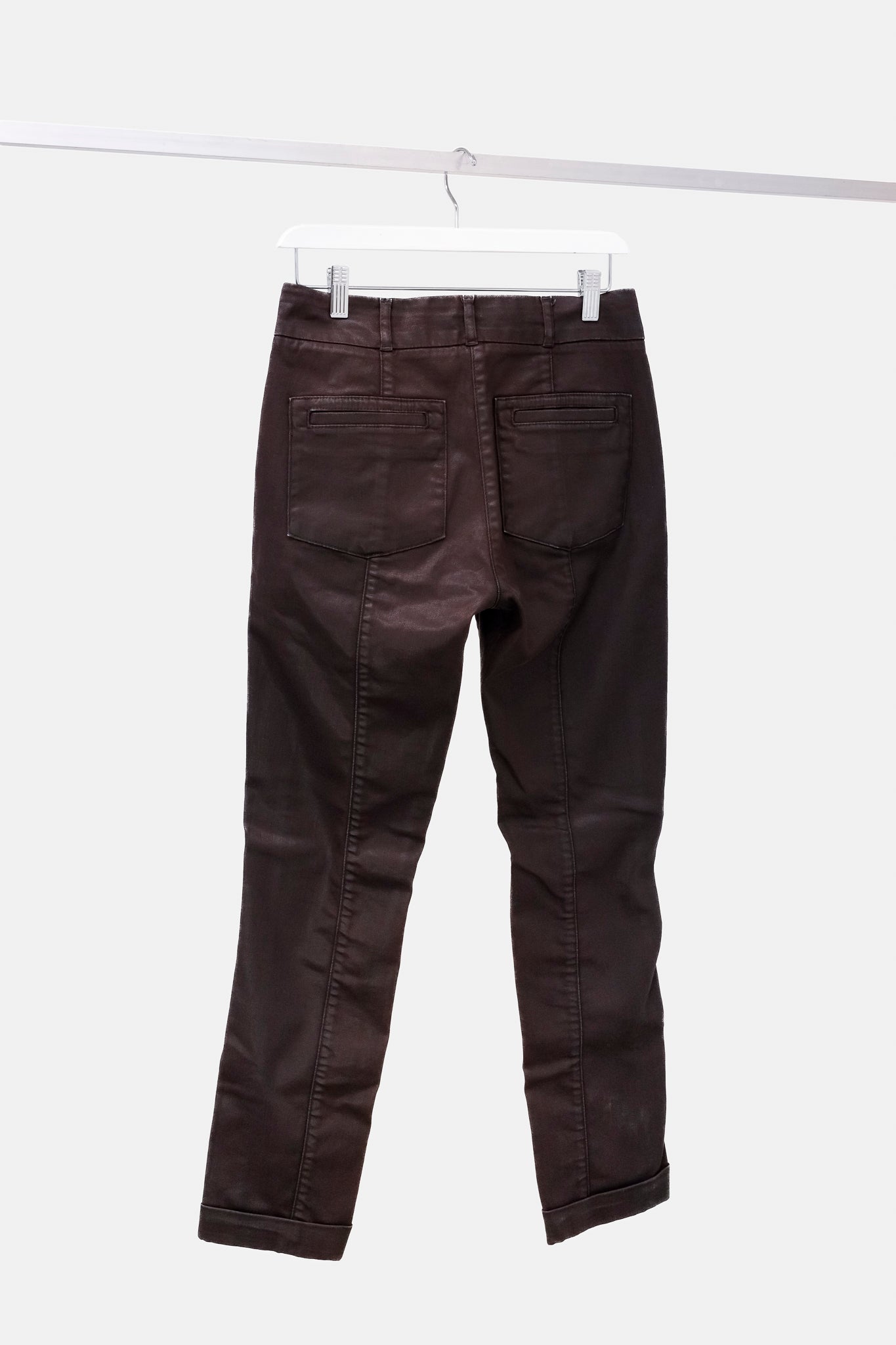 Annette Gortz AW/14 Road Burgundy Waxed Zip-Pocket Jeans