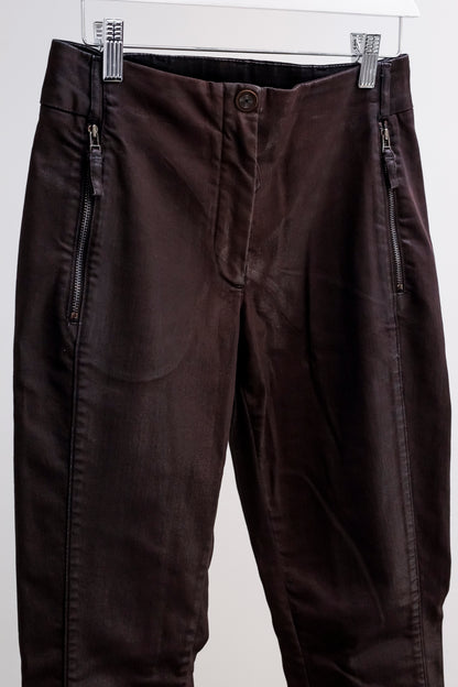 Annette Gortz AW/14 Road Burgundy Waxed Zip-Pocket Jeans
