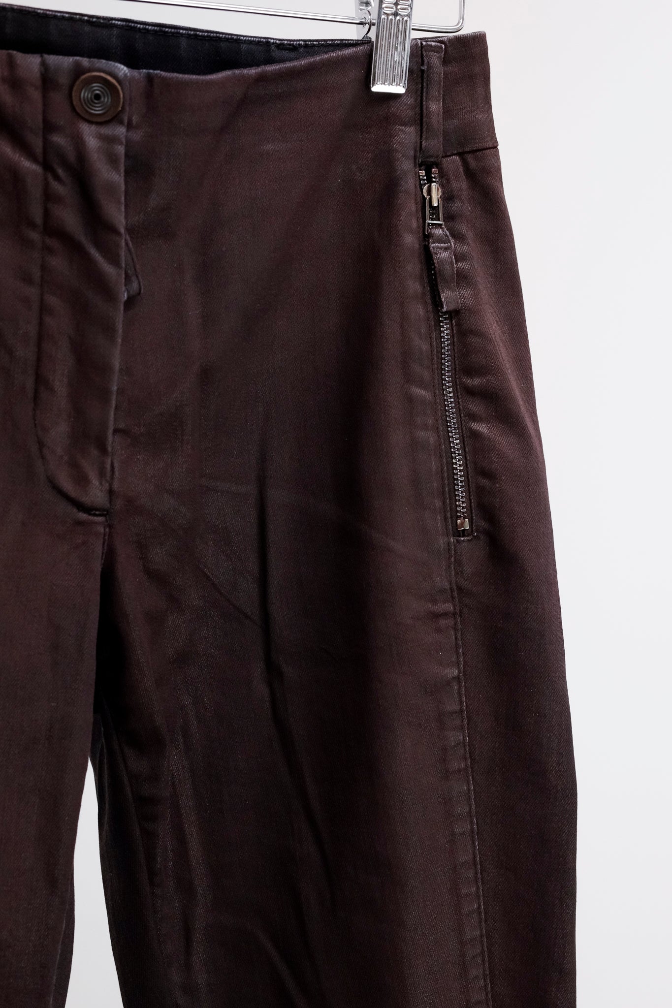 Annette Gortz AW/14 Road Burgundy Waxed Zip-Pocket Jeans