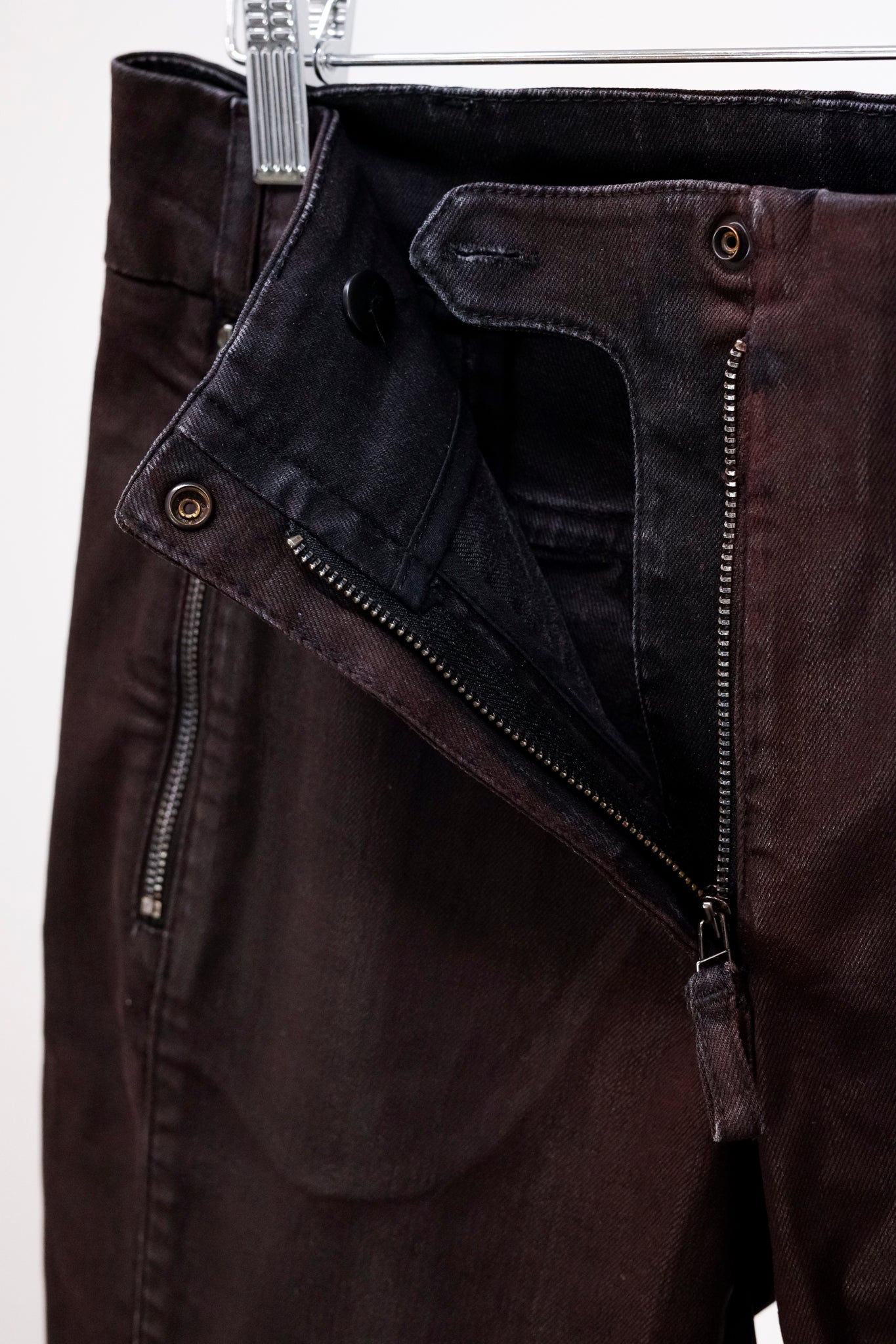 Annette Gortz AW/14 Road Burgundy Waxed Zip-Pocket Jeans