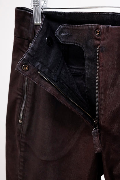 Annette Gortz AW/14 Road Burgundy Waxed Zip-Pocket Jeans