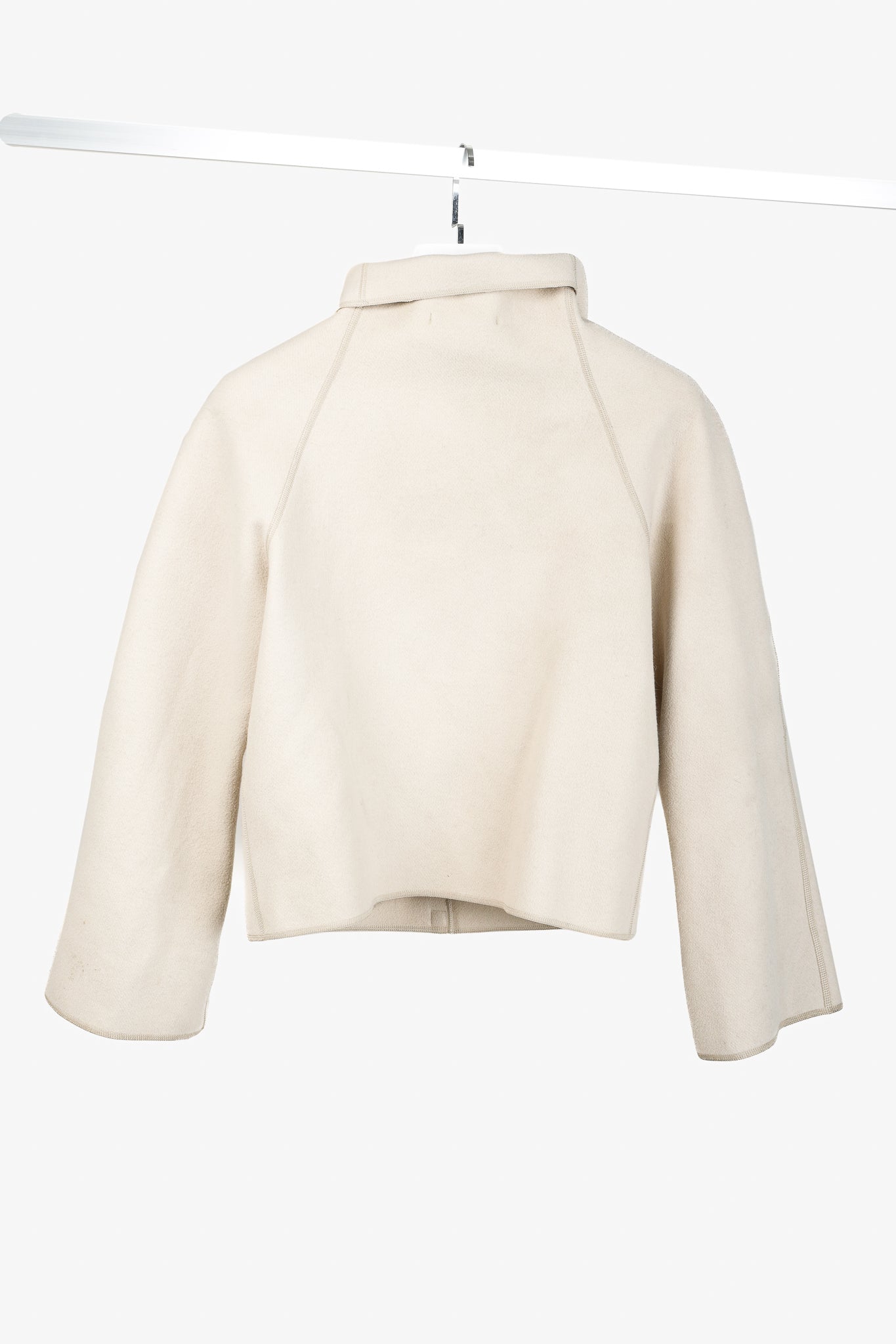 Annette Gortz Ena Beige Wool-Felt Cowl-Neck Snap Jacket