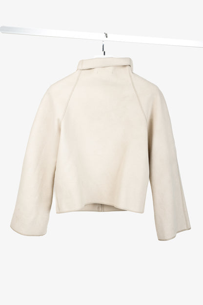 Annette Gortz Ena Beige Wool-Felt Cowl-Neck Snap Jacket