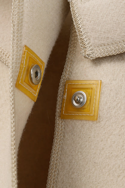 Annette Gortz Ena Beige Wool-Felt Cowl-Neck Snap Jacket
