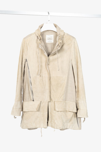 Annette Gortz SS10 Duran Beige Suede & Linen-Blend Jacket