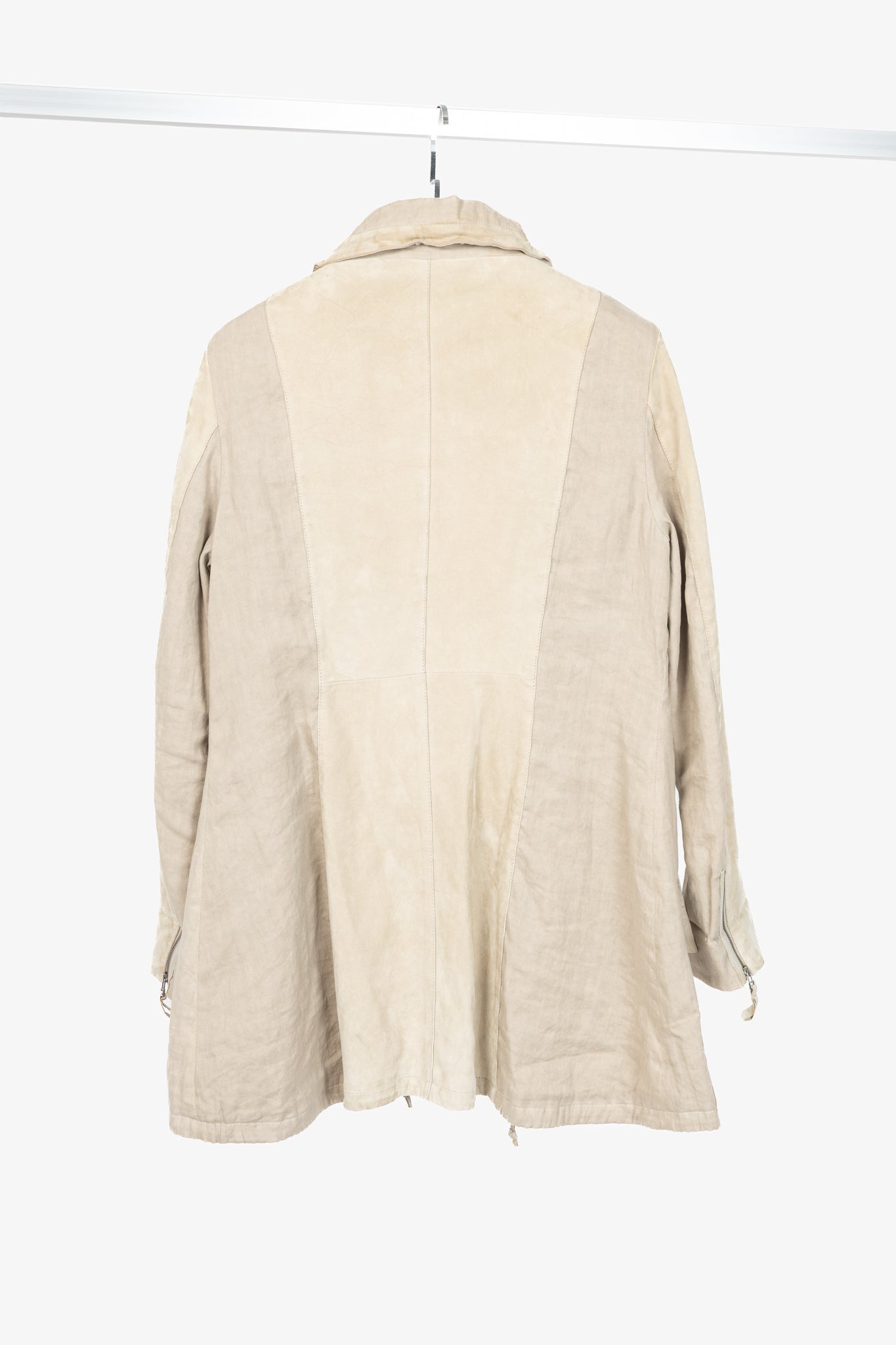 Annette Gortz SS10 Duran Beige Suede & Linen-Blend Jacket