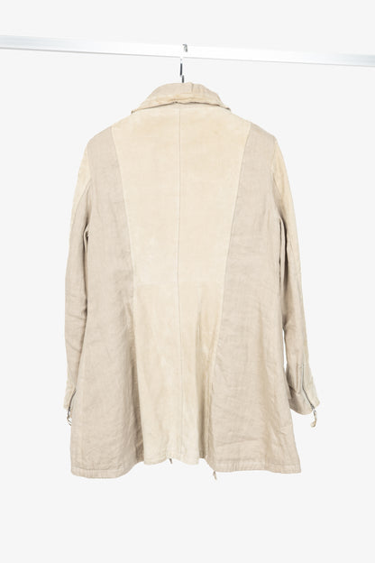 Annette Gortz SS10 Duran Beige Suede & Linen-Blend Jacket