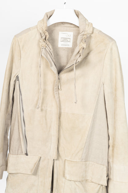 Annette Gortz SS10 Duran Beige Suede & Linen-Blend Jacket