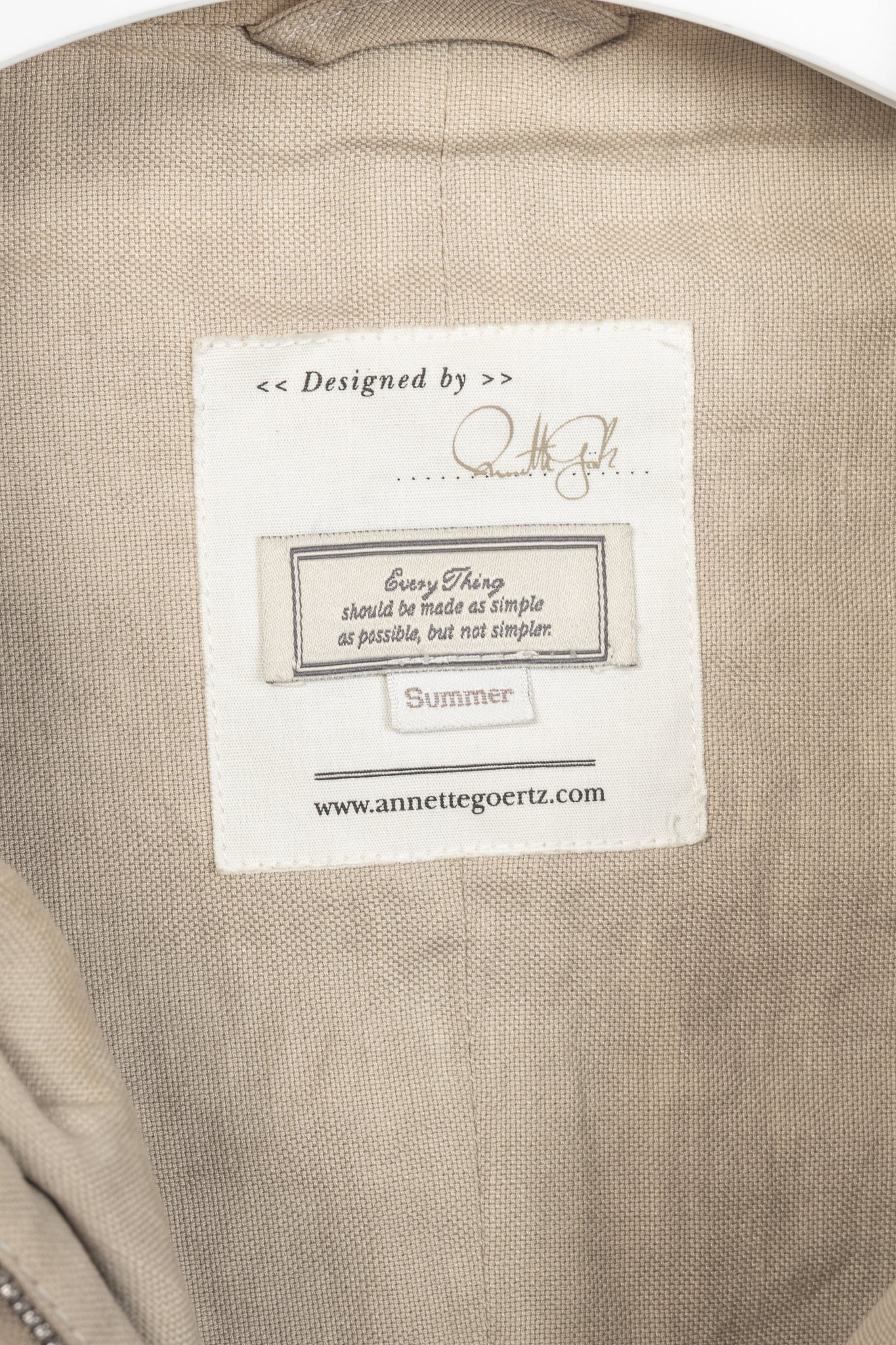 Annette Gortz SS10 Duran Beige Suede & Linen-Blend Jacket