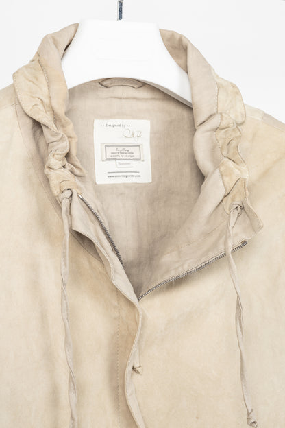Annette Gortz SS10 Duran Beige Suede & Linen-Blend Jacket