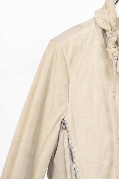 Annette Gortz SS10 Duran Beige Suede & Linen-Blend Jacket