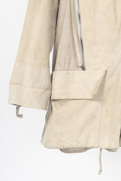 Annette Gortz SS10 Duran Beige Suede & Linen-Blend Jacket