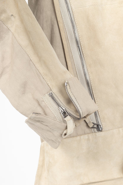 Annette Gortz SS10 Duran Beige Suede & Linen-Blend Jacket