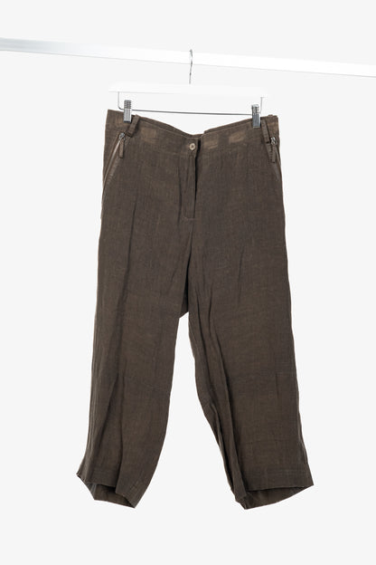 Annette Gortz SS/16 Posh Brown Linen Cropped Pants