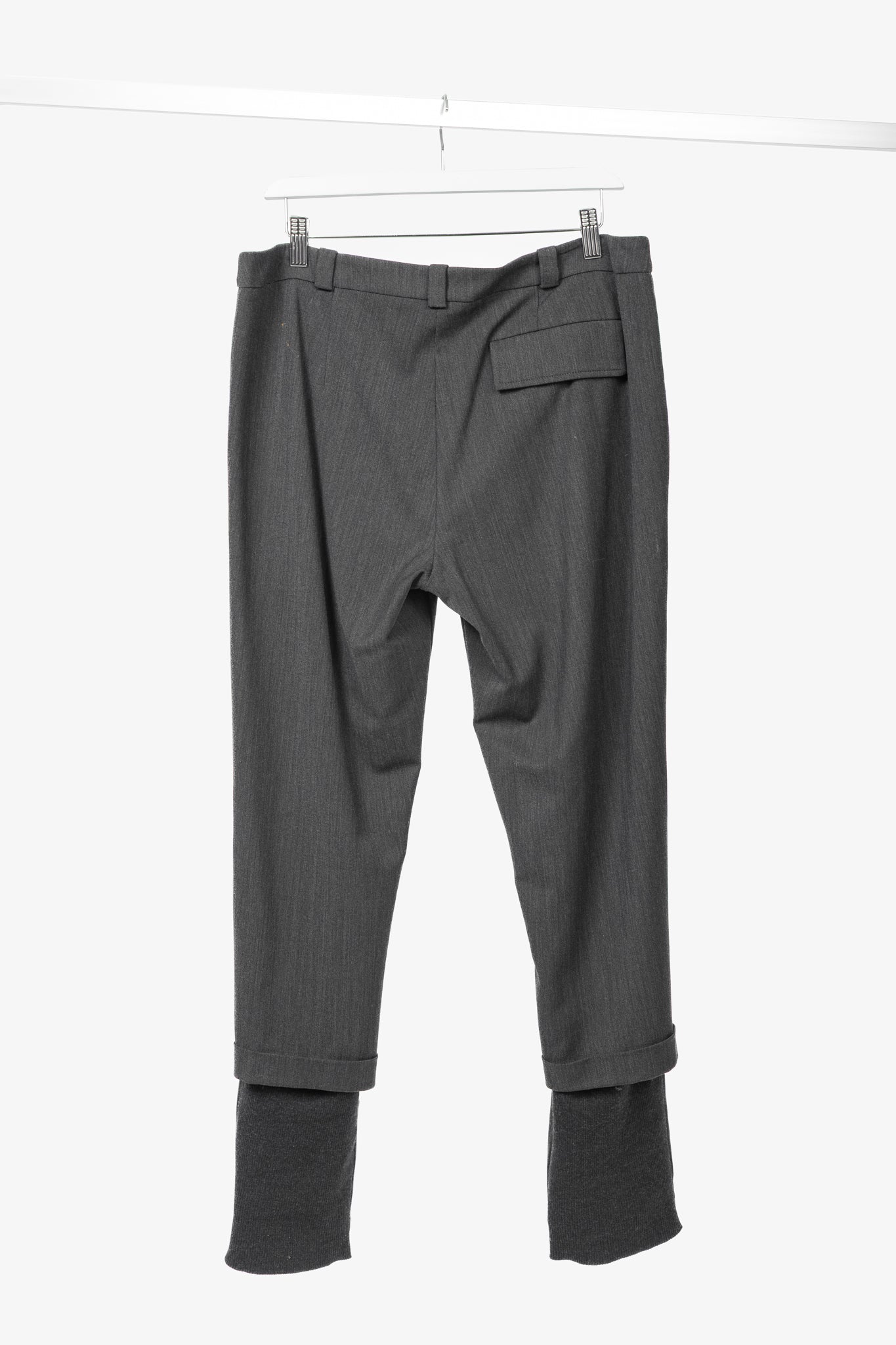 Annette Gortz AW13 "Only" Grey Wool-Flannel Knit-Trim Trousers