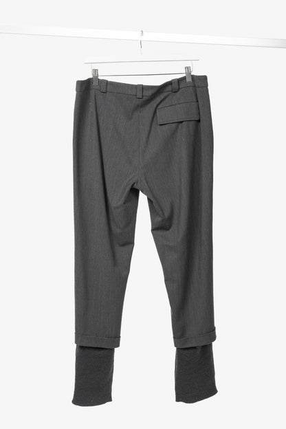 Annette Gortz AW13 "Only" Grey Wool-Flannel Knit-Trim Trousers