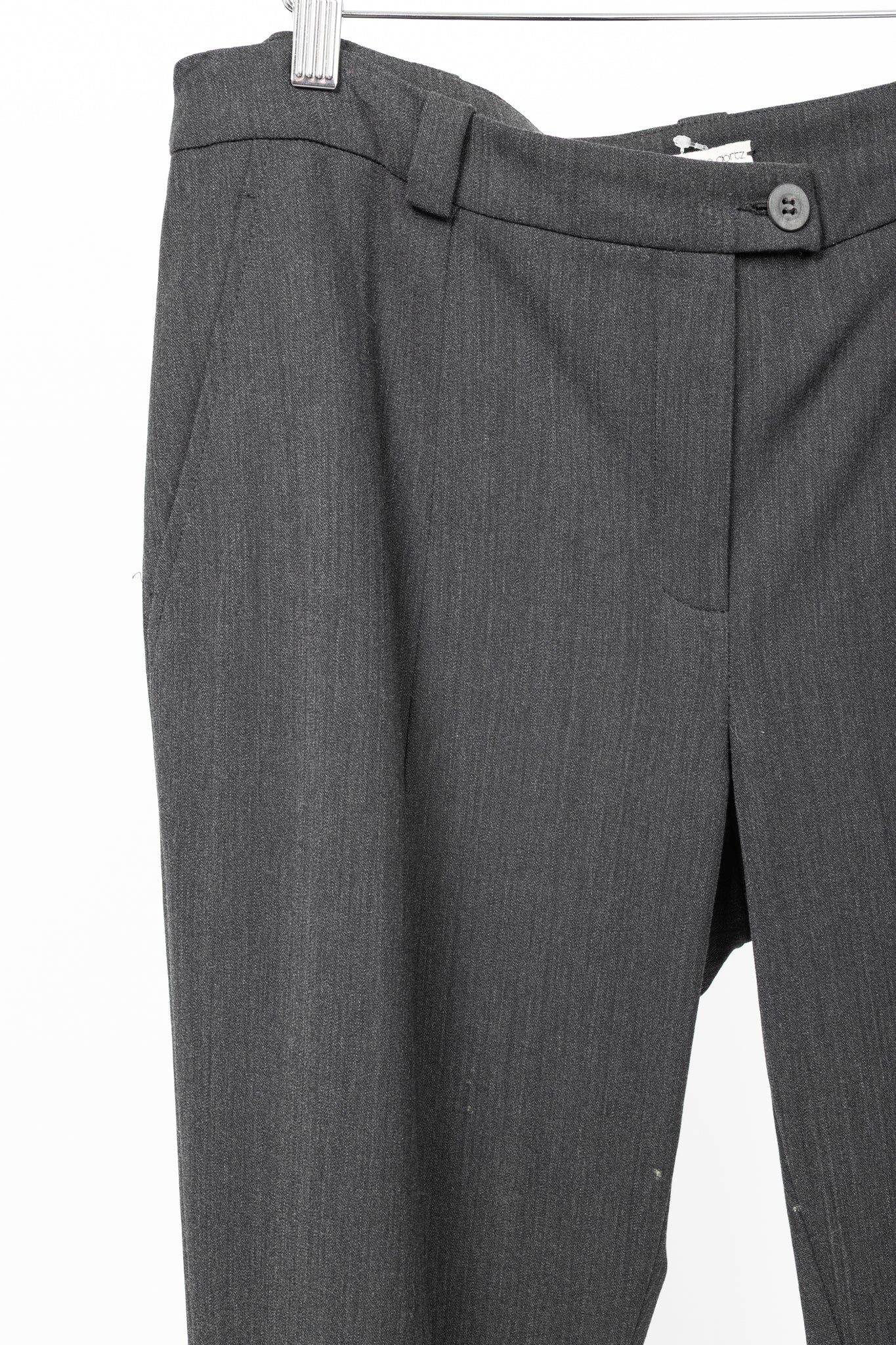 Annette Gortz AW13 "Only" Grey Wool-Flannel Knit-Trim Trousers