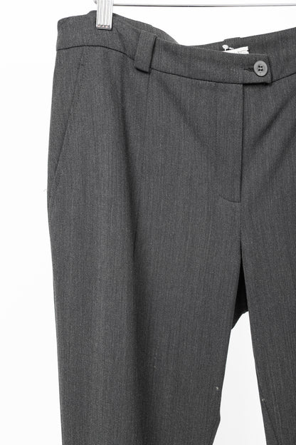 Annette Gortz AW13 "Only" Grey Wool-Flannel Knit-Trim Trousers