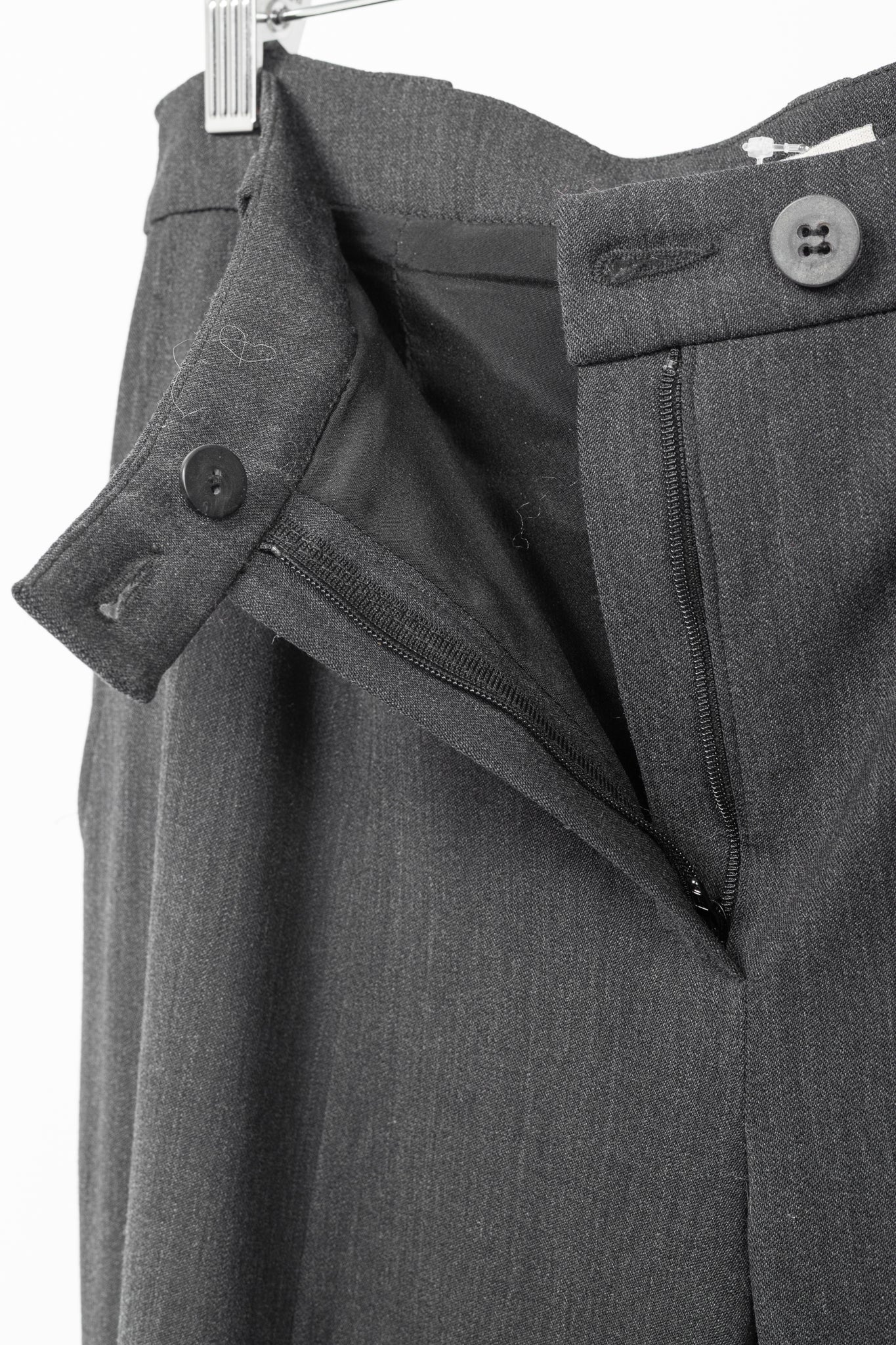 Annette Gortz AW13 "Only" Grey Wool-Flannel Knit-Trim Trousers