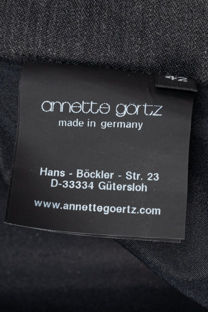 Annette Gortz AW13 "Only" Grey Wool-Flannel Knit-Trim Trousers