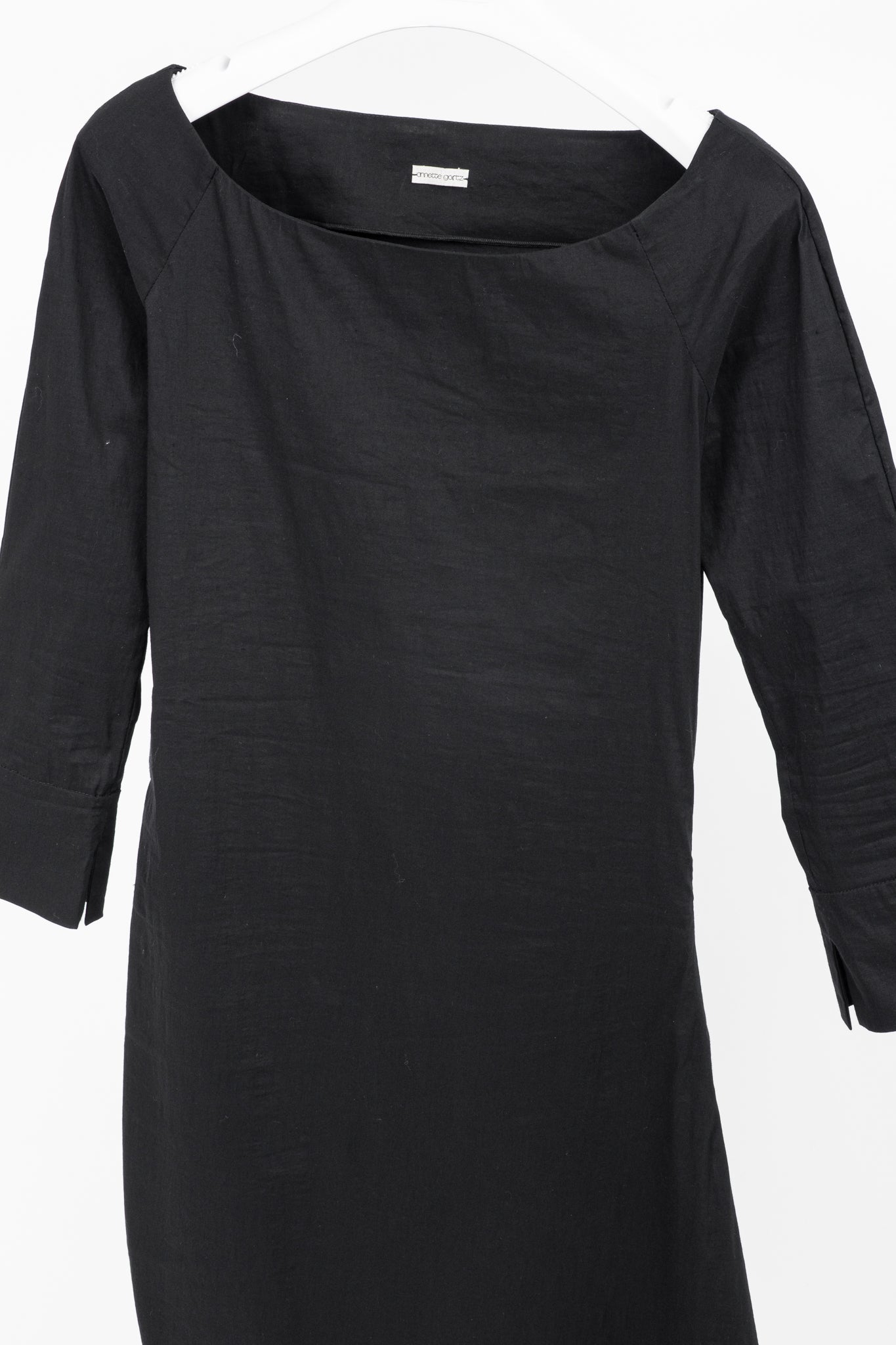 Annette Gortz SS14 Via Black Linen & Cotton Draped Midi Dress