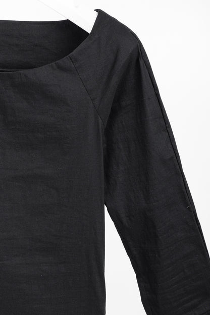 Annette Gortz SS14 Via Black Linen & Cotton Draped Midi Dress