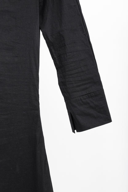 Annette Gortz SS14 Via Black Linen & Cotton Draped Midi Dress