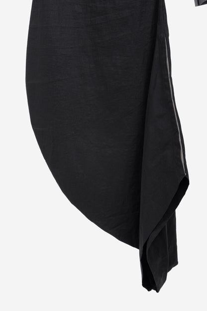 Annette Gortz SS14 Via Black Linen & Cotton Draped Midi Dress