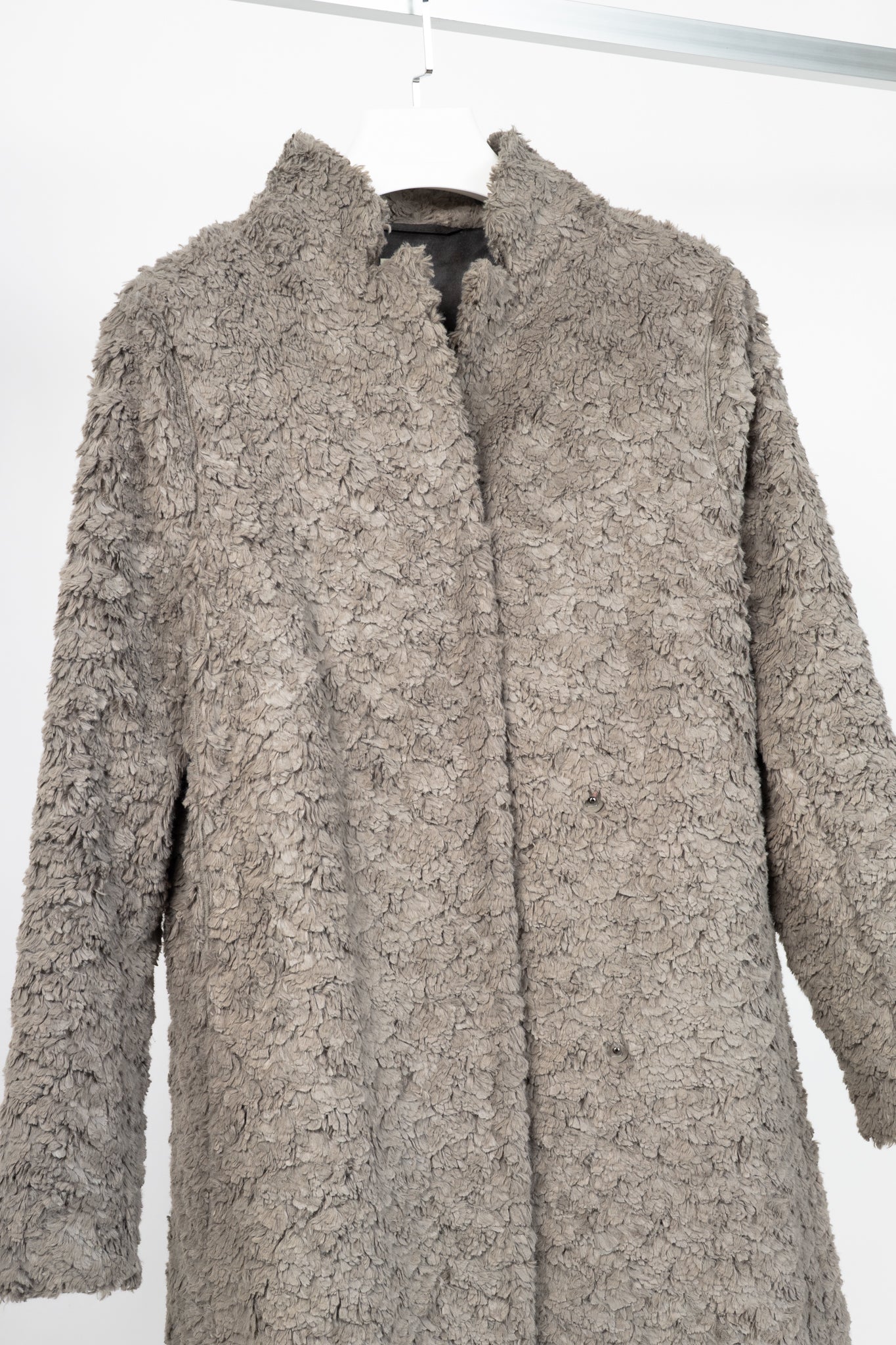 Annette Gortz AW13 "Bird" Grey Faux-Fur Snap-Closure Coat