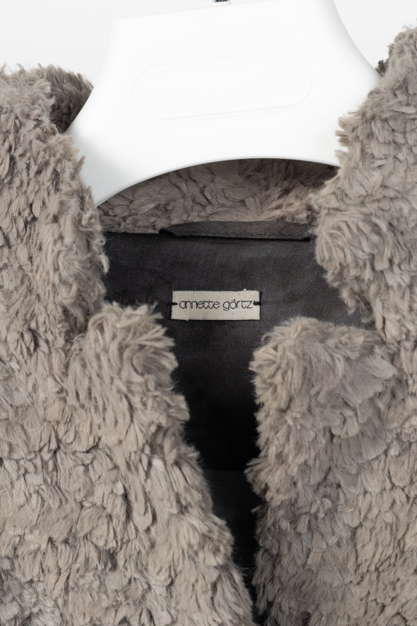 Annette Gortz AW13 "Bird" Grey Faux-Fur Snap-Closure Coat