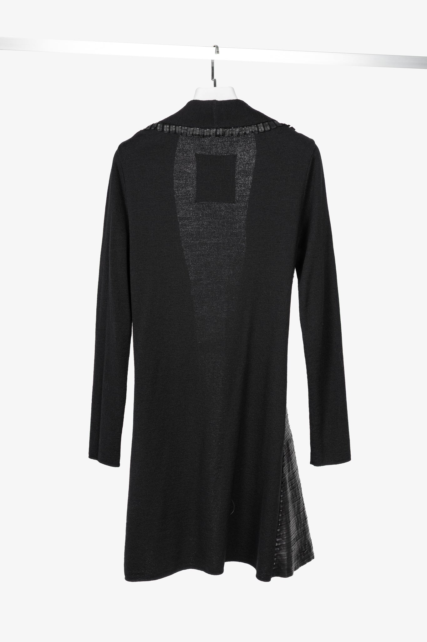 Annette Gortz AW10 Monk Black Leather-Strip Cardigan