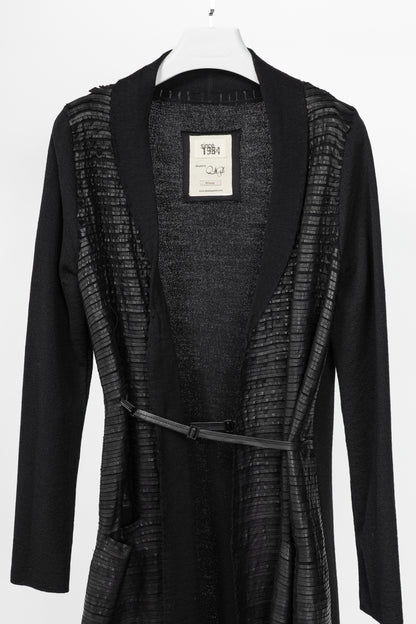Annette Gortz AW10 Monk Black Leather-Strip Cardigan