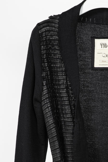 Annette Gortz AW10 Monk Black Leather-Strip Cardigan