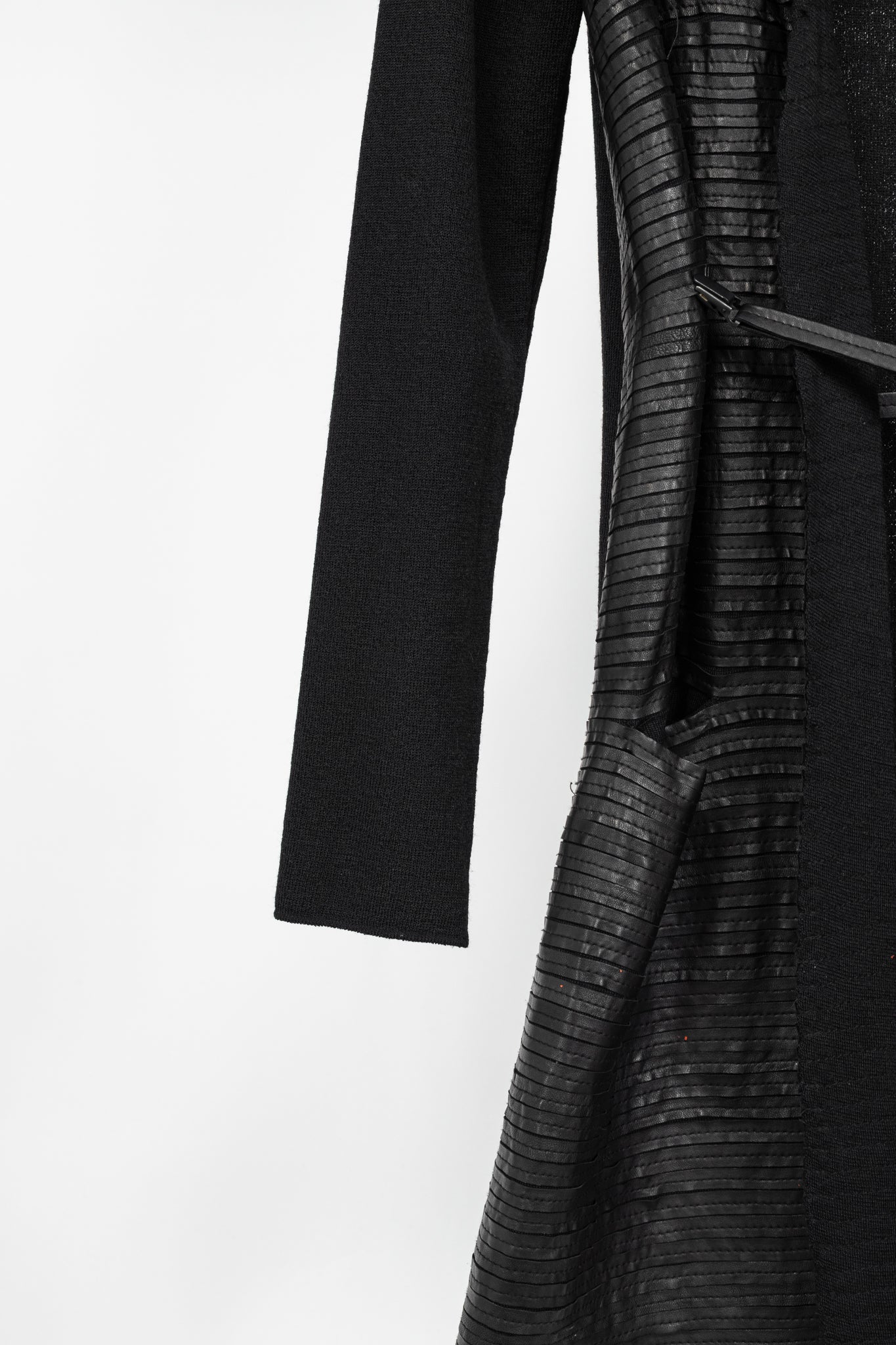 Annette Gortz AW10 Monk Black Leather-Strip Cardigan