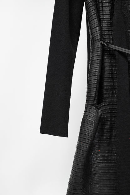 Annette Gortz AW10 Monk Black Leather-Strip Cardigan