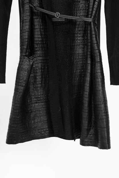 Annette Gortz AW10 Monk Black Leather-Strip Cardigan