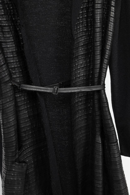 Annette Gortz AW10 Monk Black Leather-Strip Cardigan