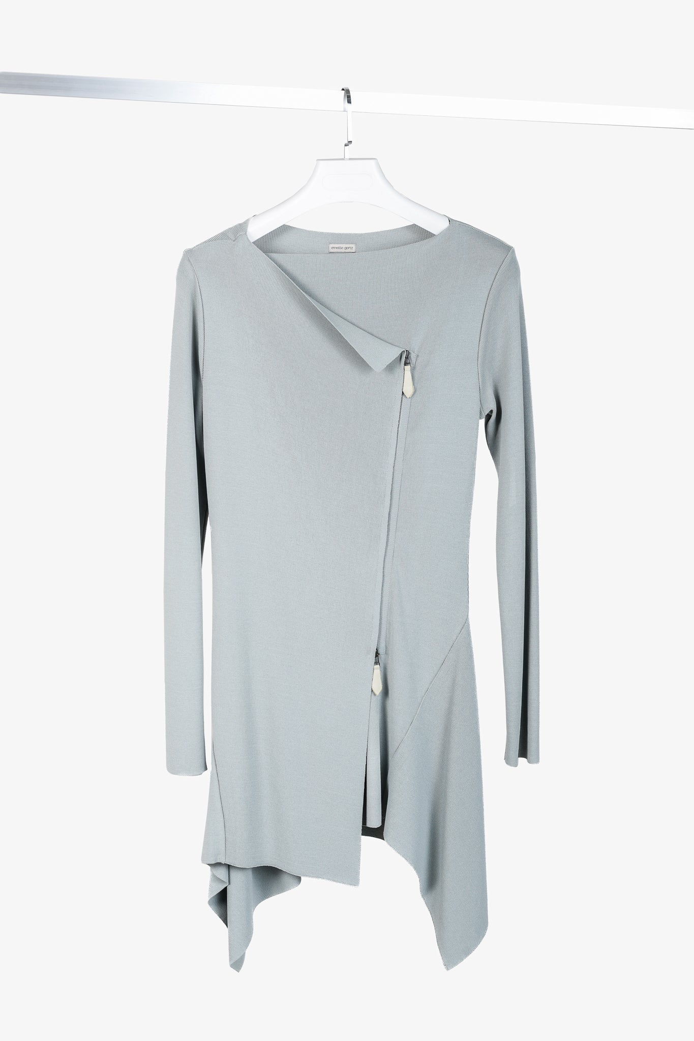 Annette Gortz SS/13 Linas Bluish-Grey Knit Zip Longline Jacket