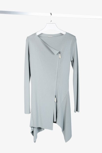 Annette Gortz SS/13 Linas Bluish-Grey Knit Zip Longline Jacket