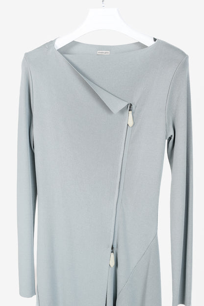 Annette Gortz SS/13 Linas Bluish-Grey Knit Zip Longline Jacket