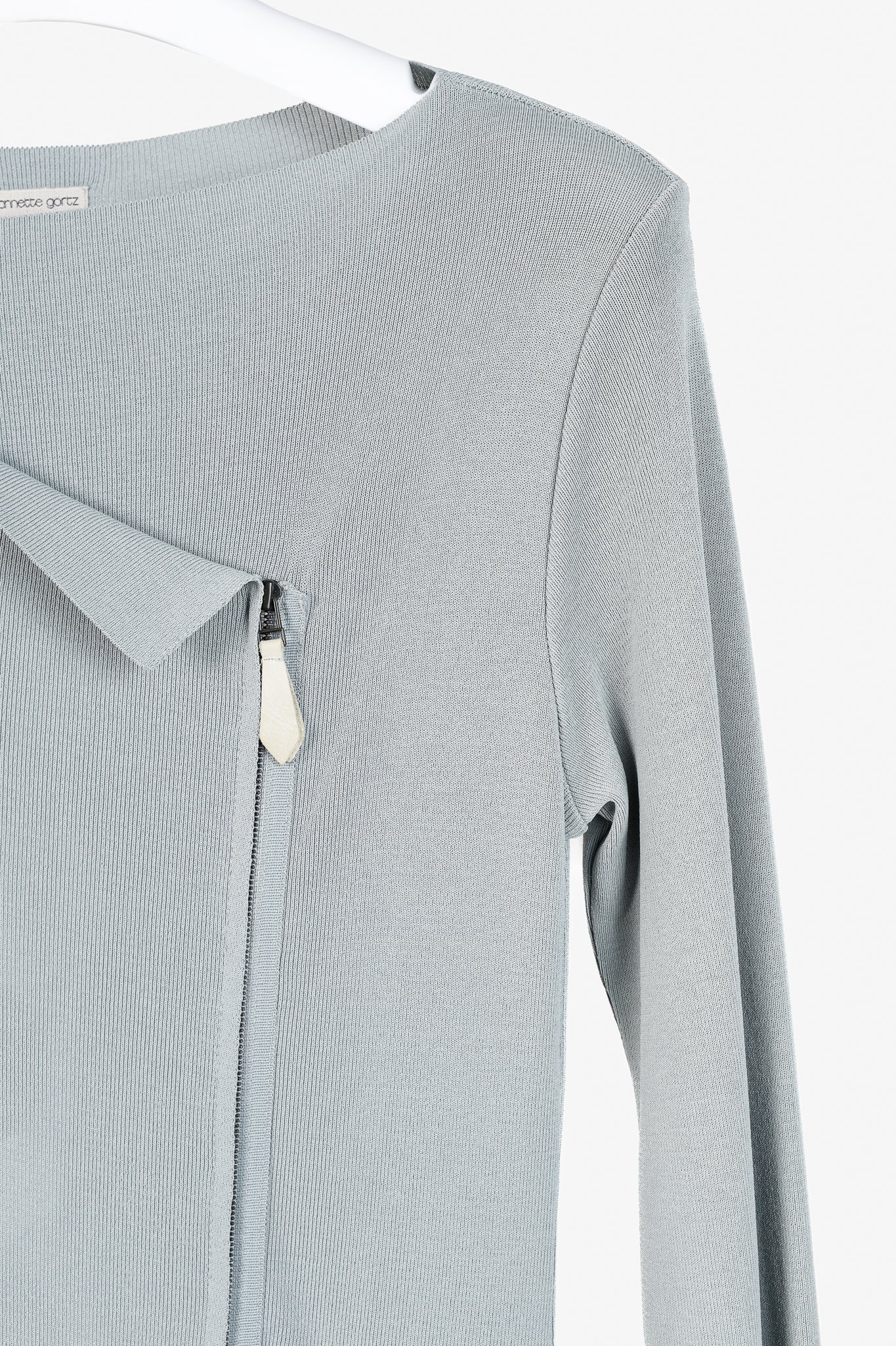 Annette Gortz SS/13 Linas Bluish-Grey Knit Zip Longline Jacket